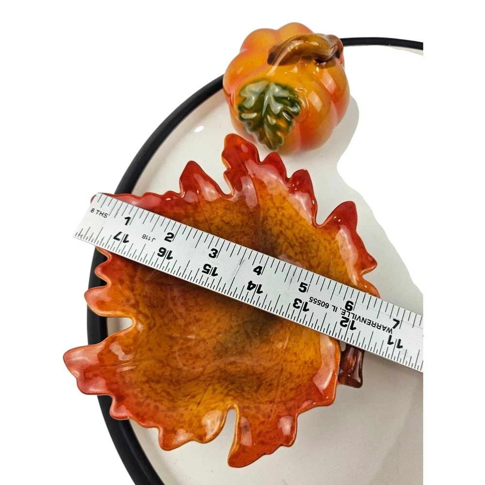 Ceramic Fall Decor Set‎ Pumpkin Candy Dish Leaf Bowl Autumn Harvest Decor